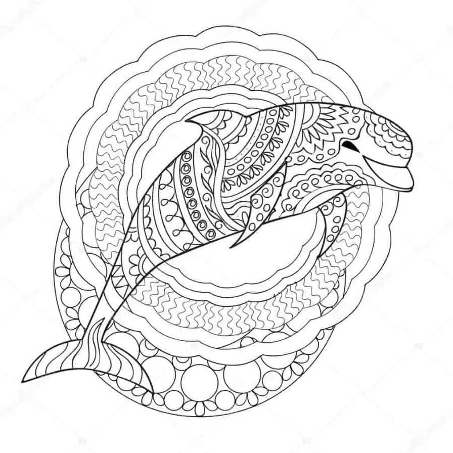 Mandala de delfín para imprimir