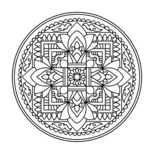 Mandala circular con flor