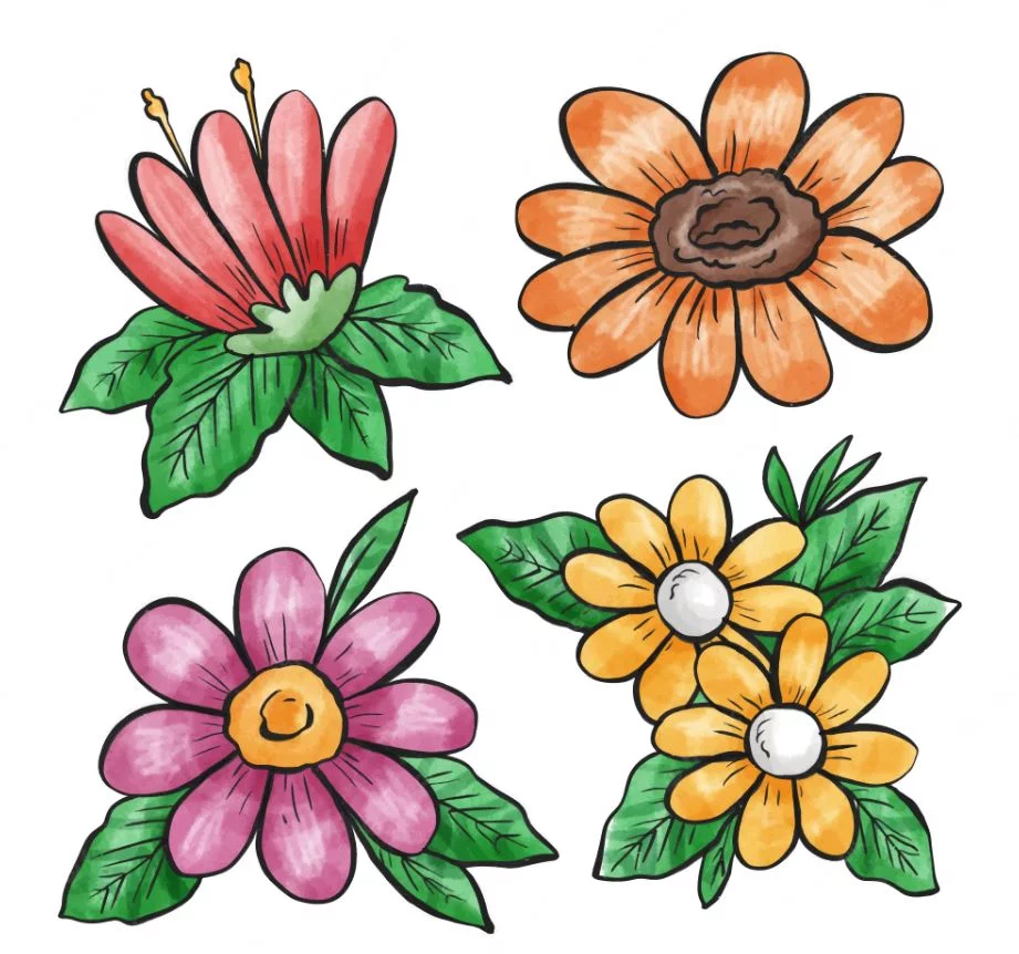 Flores para imprimir y recortar a color