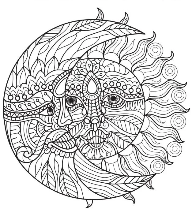 Mandala sol y luna para imprimir