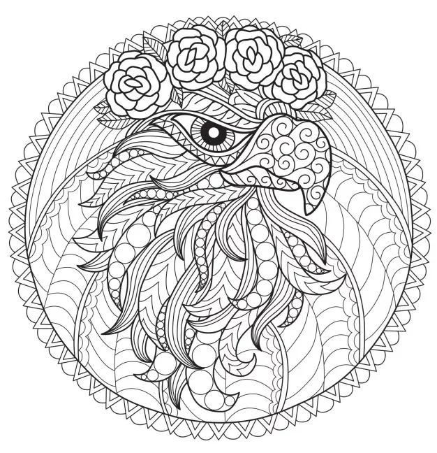 Mandala de gallo para imprimir