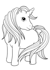 Dibujo de unicornio en blanco y negro para imprimir y colorear