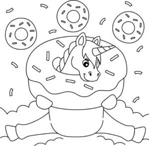 Dibujo de unicornio en blanco y negro para imprimir y colorear