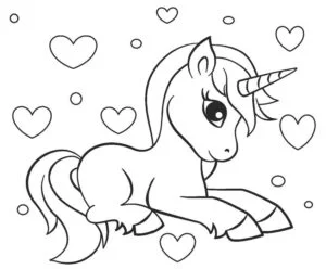 Dibujo de unicornio en blanco y negro para imprimir y colorear