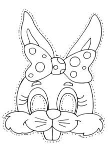 Mascaras de conejos en blanco y negro, para colorear, imprimir y recortar​