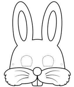 Mascaras de conejos en blanco y negro, para colorear, imprimir y recortar​