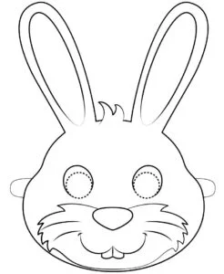Mascara o antizfaz de conejos en blanco y negro, para colorear, imprimir y recortar​