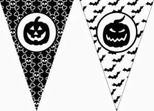 Banderines de halloween para imprimir (calabazas en blanco y negro)