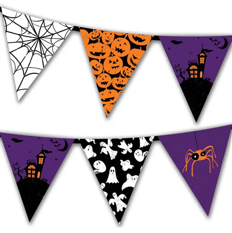 Banderines de halloween para imprimir (telaraña, fantasmas, calabazas, araña y casa encantada)