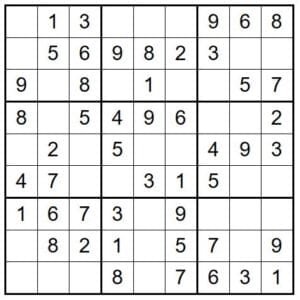 Sudoku nivel fácil para imprimir