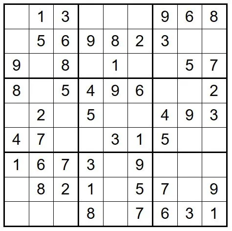Sudoku nivel fácil para imprimir