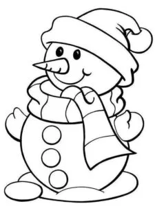 Dibujos de navidad para imprimir y colorear - Muñeco de nieve