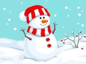 Dibujos de navidad para imprimir a color - Muñeco de nieve