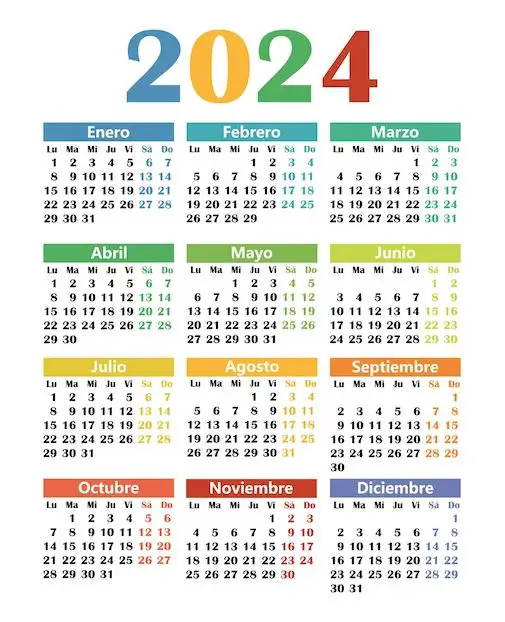Calendario 2024 para imprimir