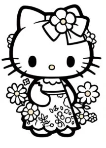 Dibujo de Hello Kitty para imprimir y colorear