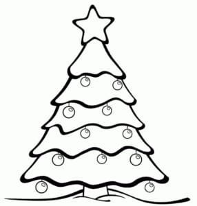Árbol de Navidad para imprimir y colorear en blanco y negro