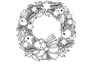 Coronas navideñas para imprimir y colorear en blanco y negro