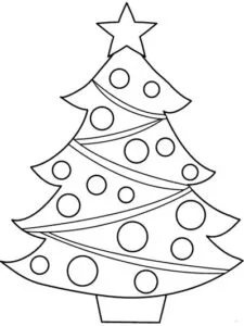 Árbol de Navidad para imprimir y colorear en blanco y negro