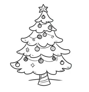 Árbol de Navidad para imprimir y colorear en blanco y negro