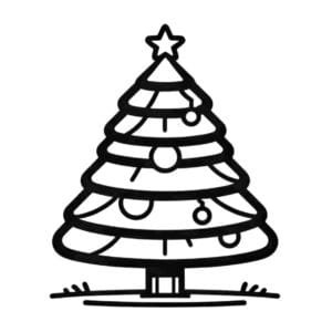 Árbol de Navidad para imprimir y colorear en blanco y negro