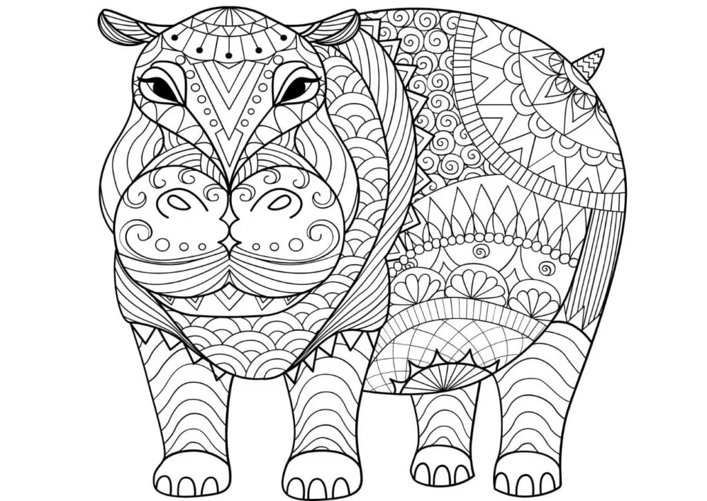 Mandala de hipopótamo para imprimir