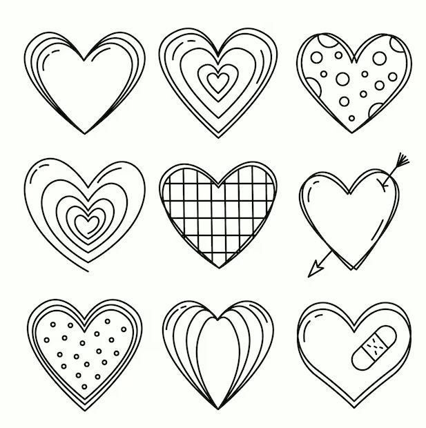 Corazones para imprimir y colorear