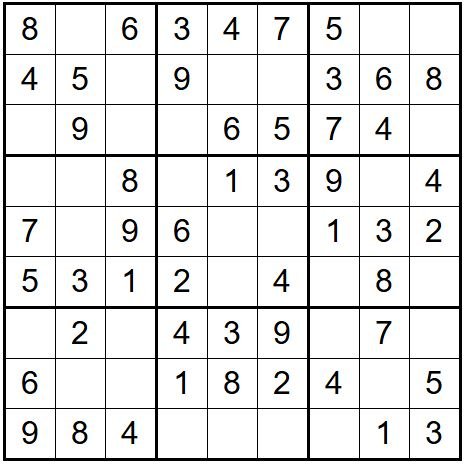 Sudoku nivel fácil para imprimir